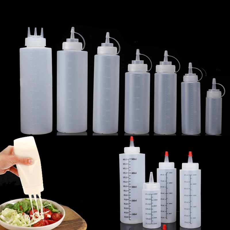 Sauce Squeeze Bottle - 1Pcs Empty120ml-1000ml PE Plastic Squeeze Bottles