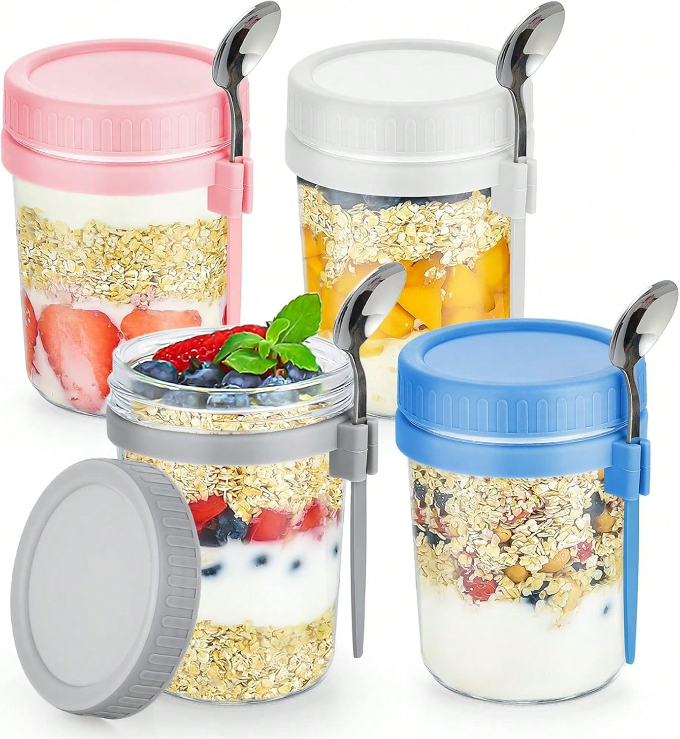 Meal Prep Overnight Oats - 4 Pack Overnight Oats Containers With