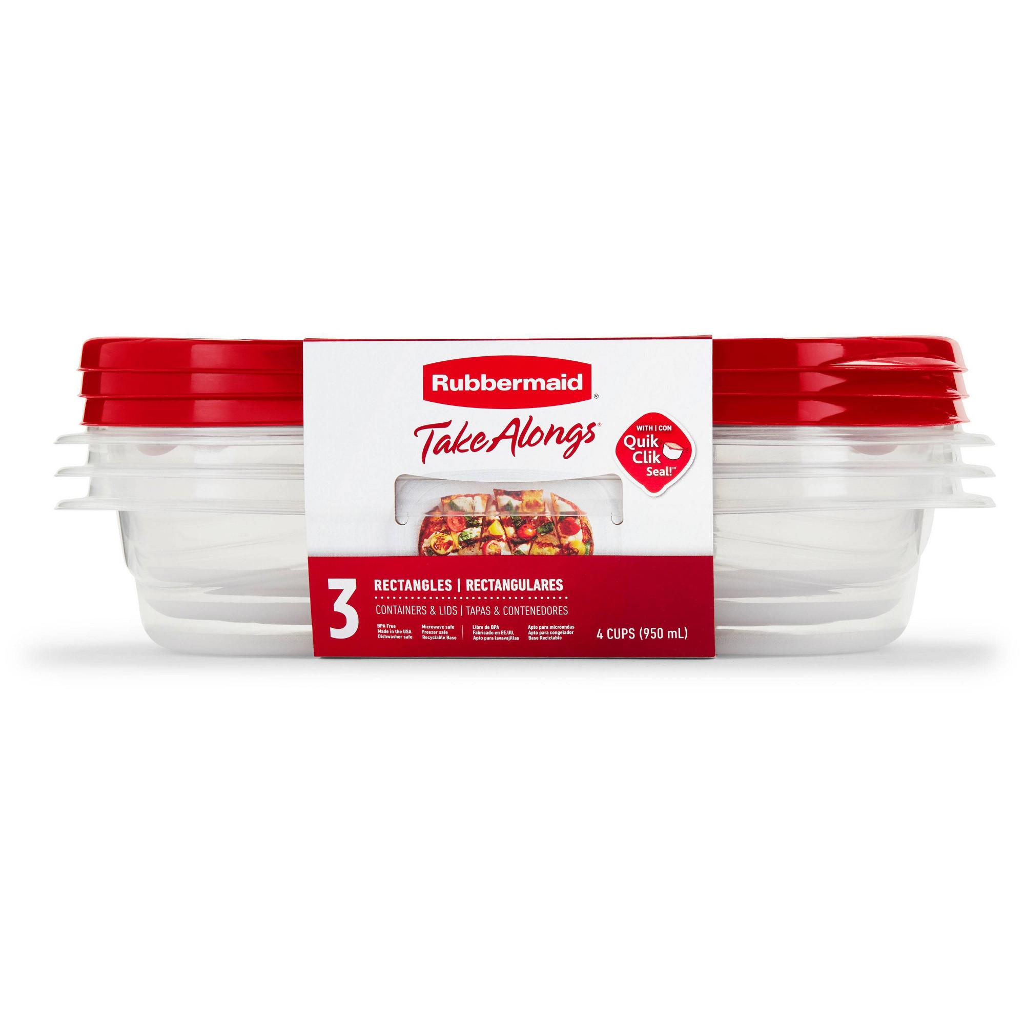 Meal Prep Box - 3pcs Red Rectangle Food Storage Containers