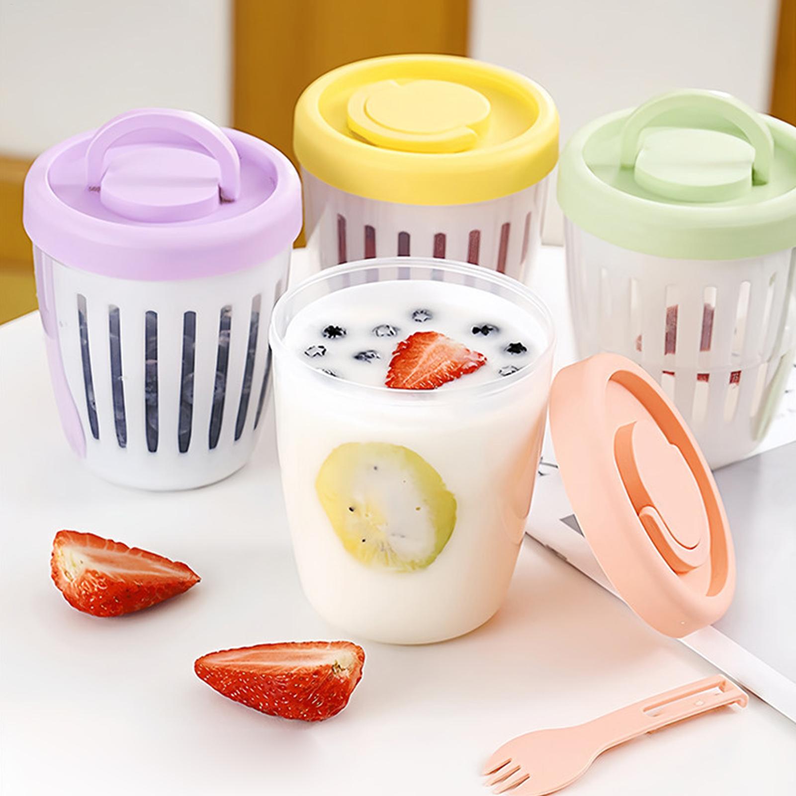 Meal Prep Overnight Oats - Yogurt Containers with Lids Airtight Draining
