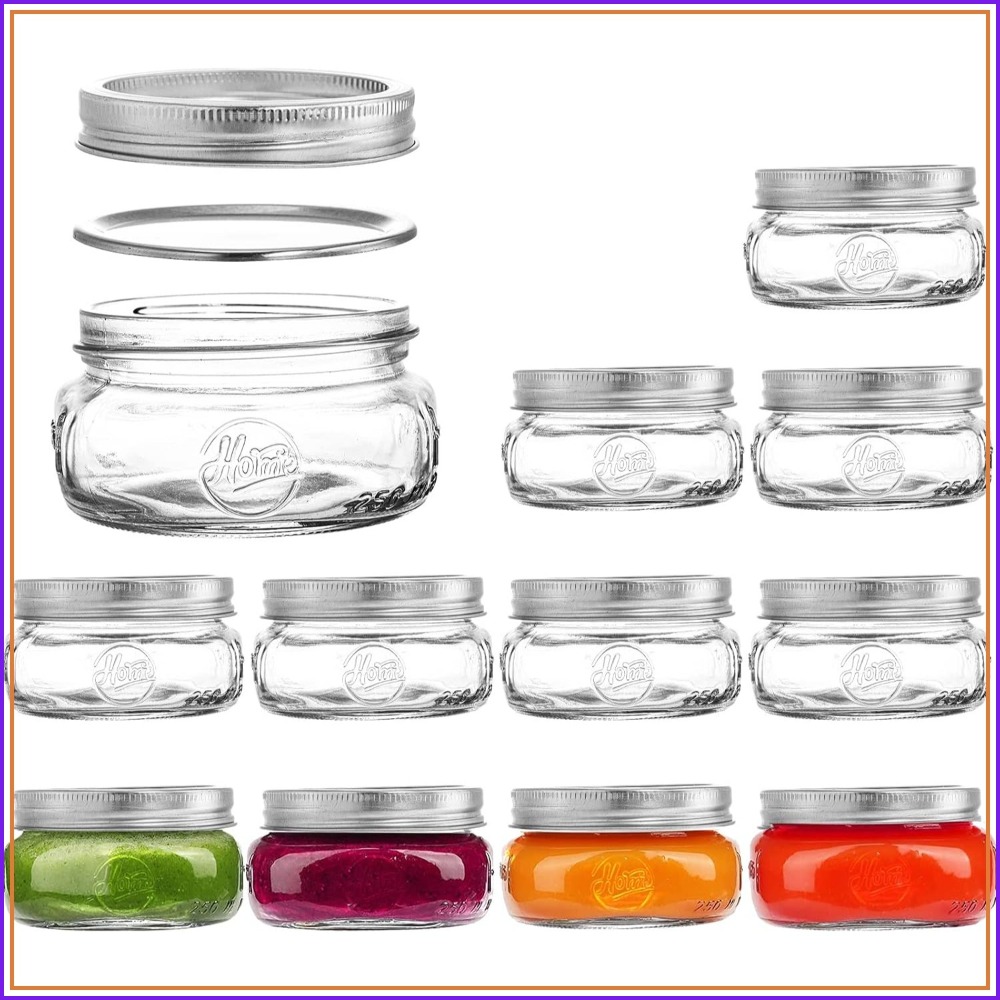 Meal Prep Overnight Oats - 12-Pack 8oz Wide Mouth Glass Mason