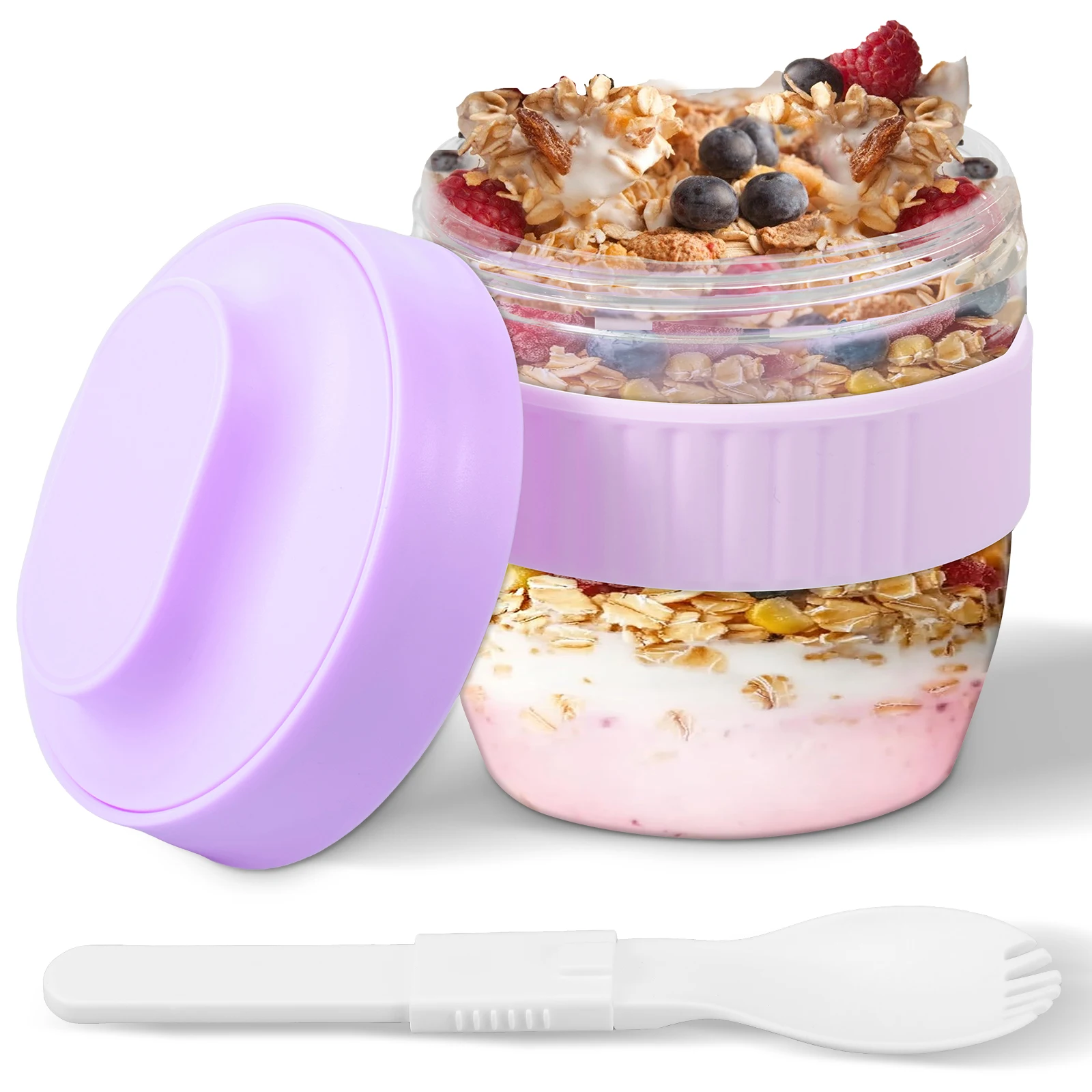 Meal Prep Overnight Oats - Double Layer Overnight Oats Container with