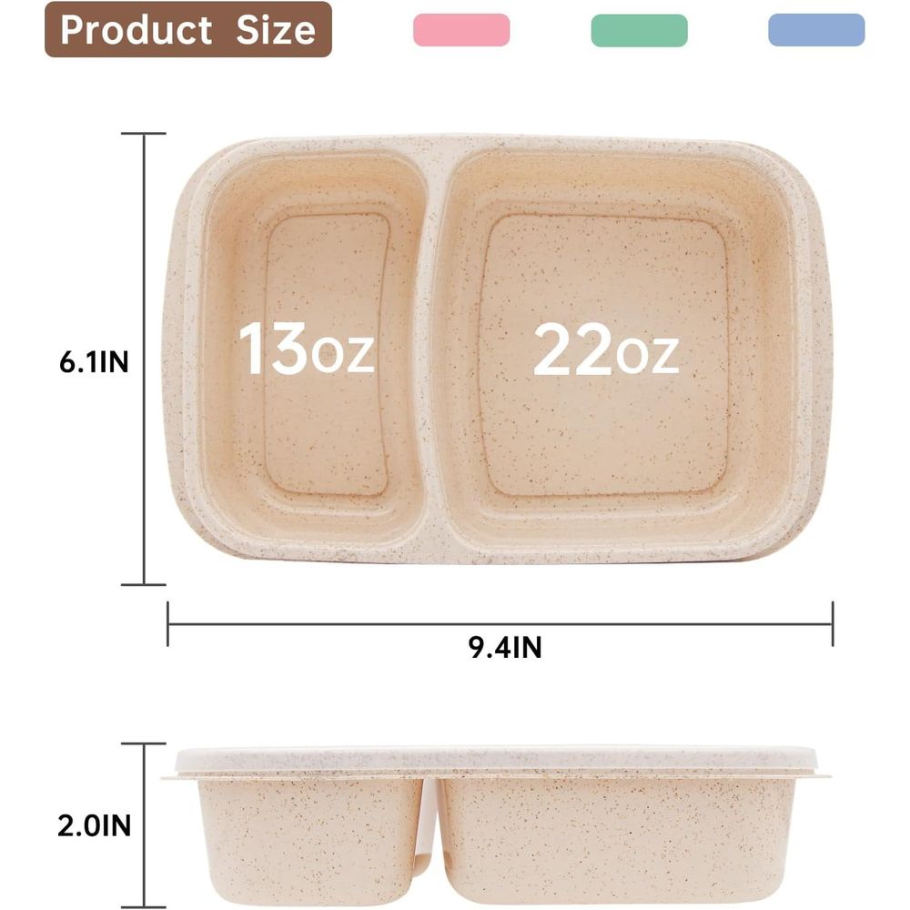 4 Pack Bento Lunch Box, 2 Comp - Meal Prep Box ulasan dan harga