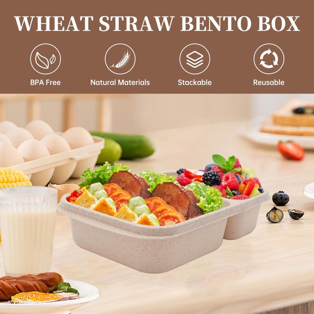 4 Pack Bento Lunch Box, 2 Comp - Meal Prep Box ulasan dan harga