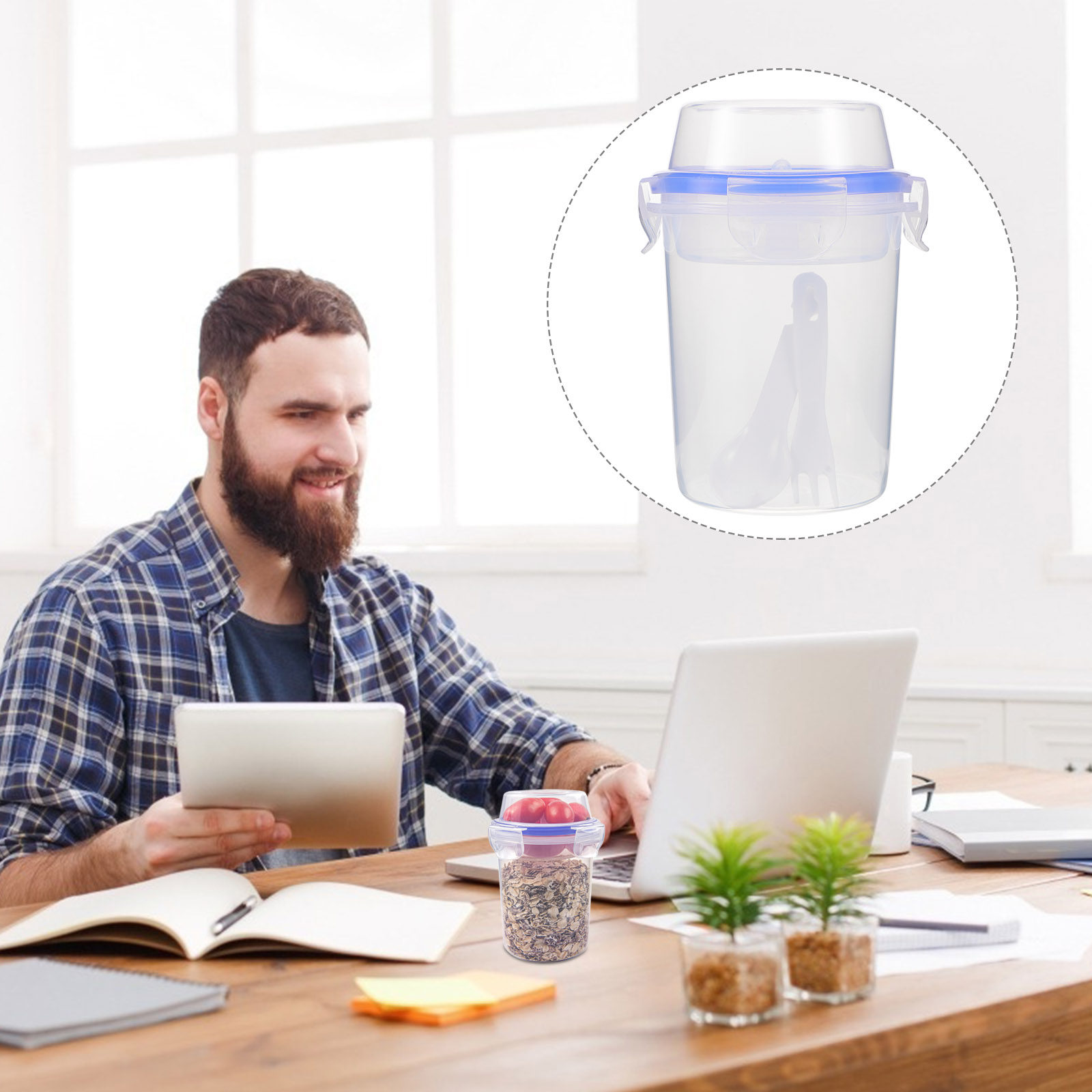 2Pcs Overnight Oats Containers - Meal Prep Overnight Oats ulasan dan harga
