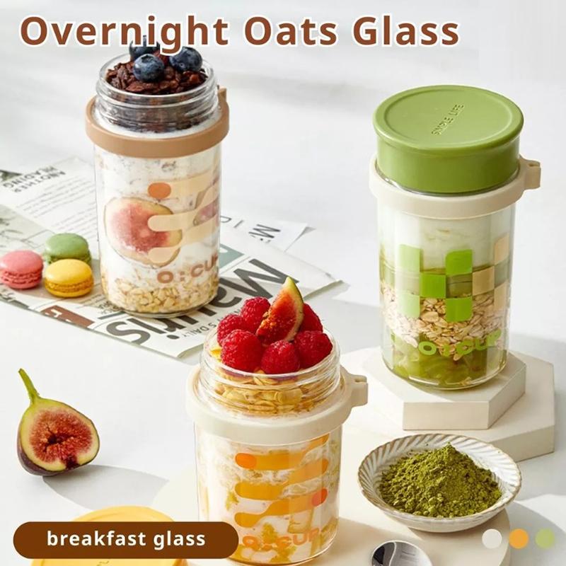 400ML Overnight Oats Glass Cup - Meal Prep Overnight Oats ulasan dan harga